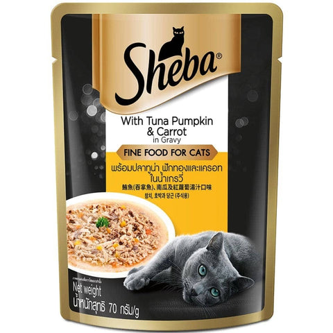 Me-O Delite Tuna with Bonito in Jelly and Sheba Tuna Pumpkin & Carrot In Gravy Rich Premium Adult Fine Cat Wet Food Combo Me-O Delite Tuna with Bonito in Jelly and Sheba Tuna Pumpkin & Carrot In Gravy Rich Premium Adult Fine Cat Wet Food Combo