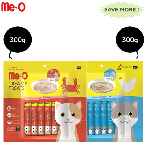 Me-O Creamy Crab and Chicken & Liver Cat Treat Combo Me-O Creamy Crab and Chicken & Liver Cat Treat Combo