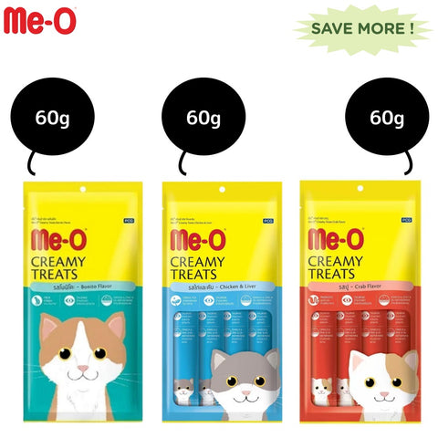 Me-O Creamy Chicken & Liver, Crab, Bonito Cat Treat Combo Me-O Creamy Chicken & Liver, Crab, Bonito Cat Treat Combo