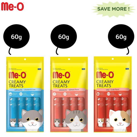 Me-O Creamy Chicken & Liver, Crab and Salmon Cat Treat Combo Me-O Creamy Chicken & Liver, Crab and Salmon Cat Treat Combo