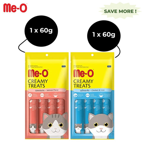Me-O Creamy Salmon and Chicken & Liver Cat Treat Combo Me-O Creamy Salmon and Chicken & Liver Cat Treat Combo