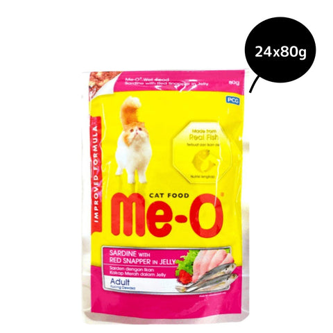 Me-O Sardine with Red Snapper in Jelly Adult Cat Wet Food Me-O Sardine with Red Snapper in Jelly Adult Cat Wet Food
