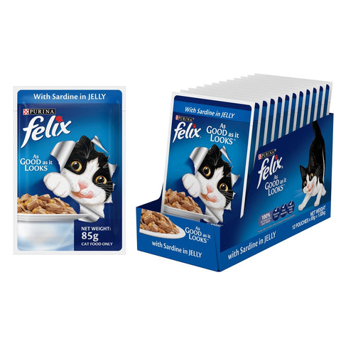 Me-O Delite Tuna with Bonito in Jelly and Purina Felix Sardine with Jelly Adult Cat Wet Food Combo (12+12) Me-O Delite Tuna with Bonito in Jelly and Purina Felix Sardine with Jelly Adult Cat Wet Food Combo (12+12)
