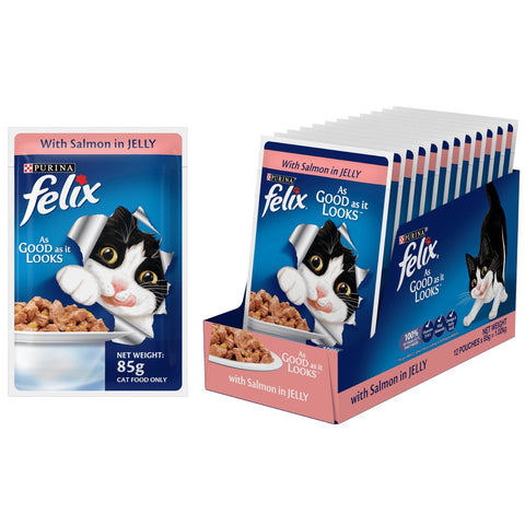 Me-O Delite Tuna with Crab Sticks in Jelly and Purina Felix Salmon with Jelly Adult Cat Wet Food Combo (12+12) Me-O Delite Tuna with Crab Sticks in Jelly and Purina Felix Salmon with Jelly Adult Cat Wet Food Combo (12+12)