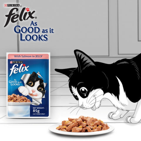 Me-O Delite Tuna with Crab Sticks in Jelly and Purina Felix Salmon with Jelly Adult Cat Wet Food Combo (12+12) Me-O Delite Tuna with Crab Sticks in Jelly and Purina Felix Salmon with Jelly Adult Cat Wet Food Combo (12+12)