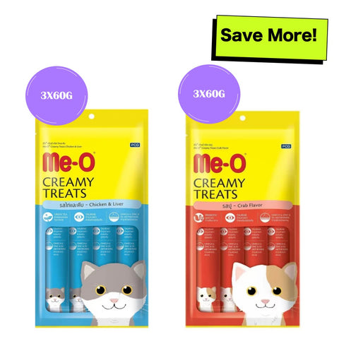 Me-O Creamy Crab and Chicken & Liver Cat Treats Combo Me-O Creamy Crab and Chicken & Liver Cat Treats Combo
