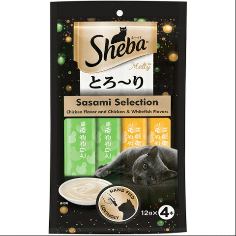 Me O Creamy Chicken & Liver and Sheba Chicken & Chicken Whitefish Sasami Selection Melty Premium Cat Treats Combo